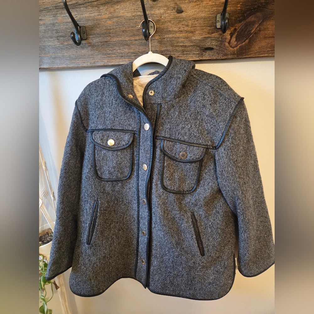 Sandro Paris Hooded Virgin Wool Coat